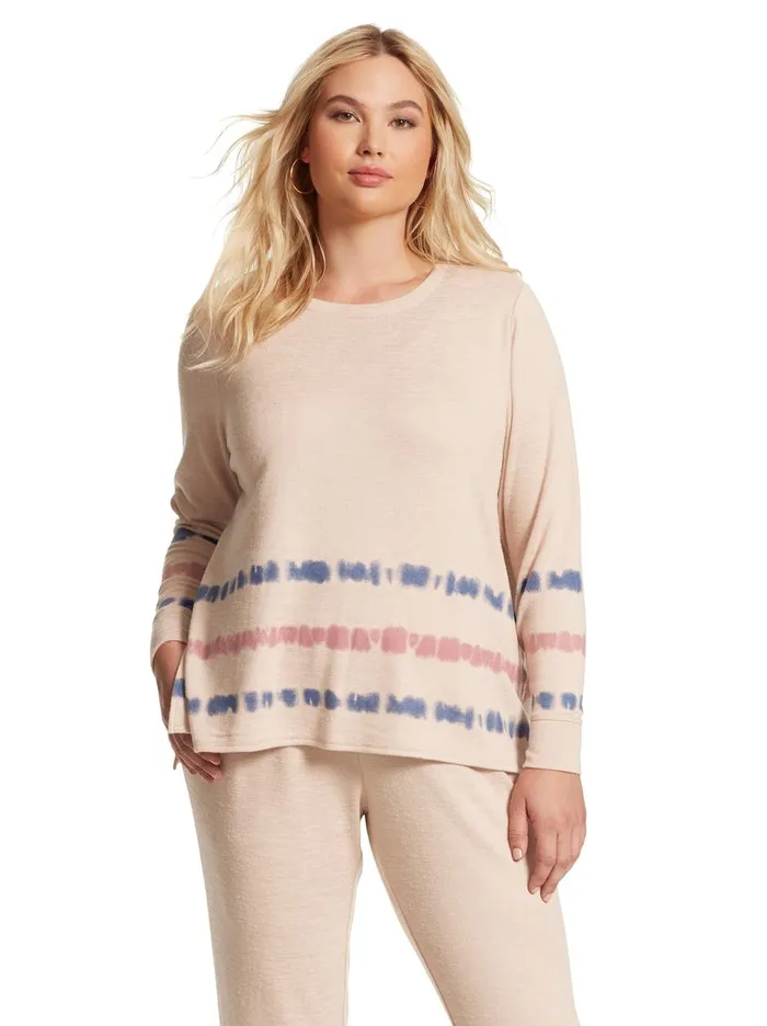 Women Tops Jessica Simpson Lisa Pullover In Earth Stripe Earth Stripe Print