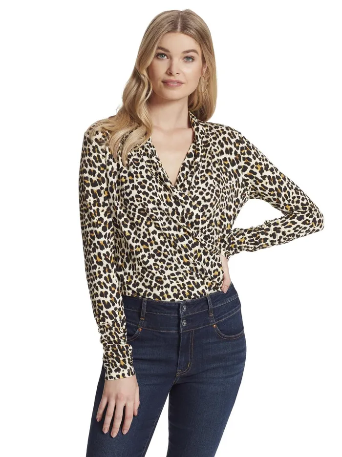 Women Tops Jessica Simpson Nara BodySuit In Leopard Rosette Leopard