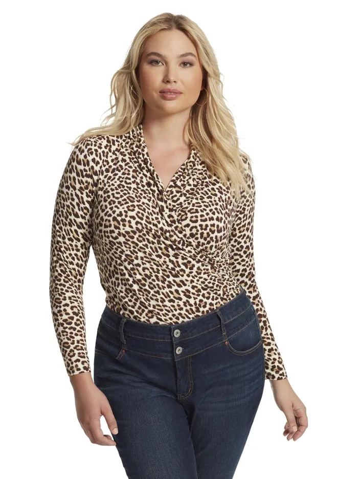 Women Tops Jessica Simpson Nara BodySuit In Leopard Rosette Leopard