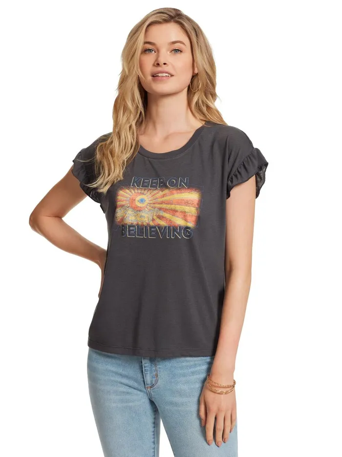 Women Tops Jessica Simpson Sawyer Tee In Believing Charcoal