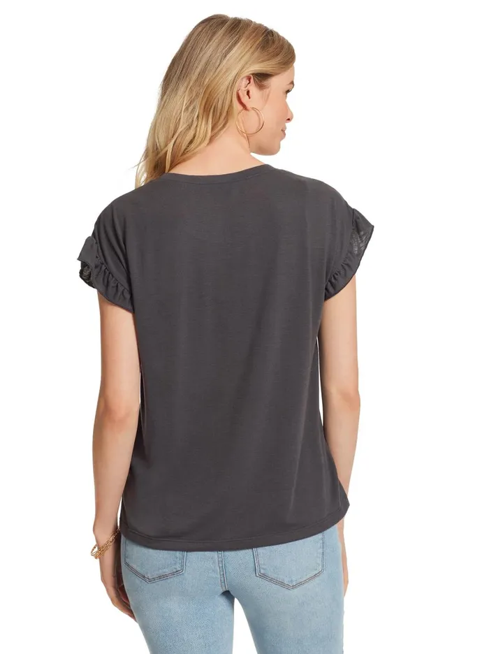 Women Tops Jessica Simpson Sawyer Tee In Believing Charcoal Women Tops Jessica Simpson Sawyer Tee In Believing Charcoal