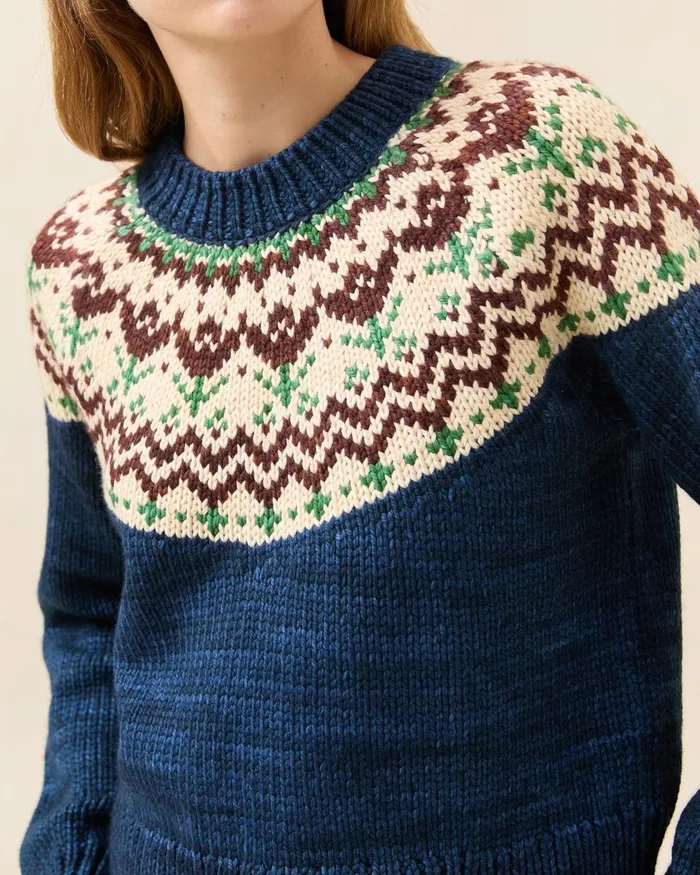 Women Tops Loeffler Randall Ian Navy Tulip Fairisle Sweater Women Tops Loeffler Randall Ian Navy Tulip Fairisle Sweater