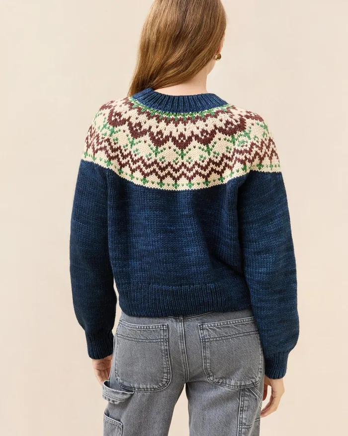 Women Tops Loeffler Randall Ian Navy Tulip Fairisle Sweater Women Tops Loeffler Randall Ian Navy Tulip Fairisle Sweater