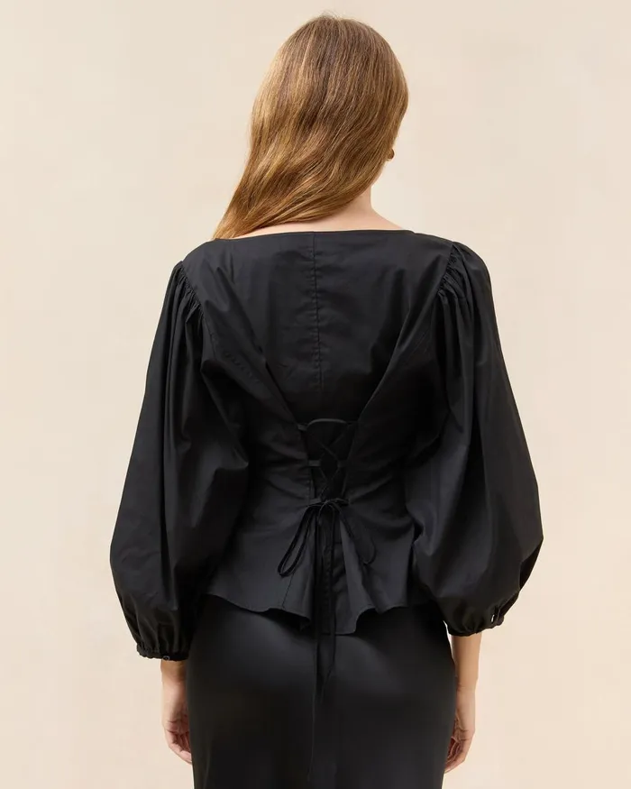 Women Tops Loeffler Randall Isa Black Blouse Women Tops Loeffler Randall Isa Black Blouse