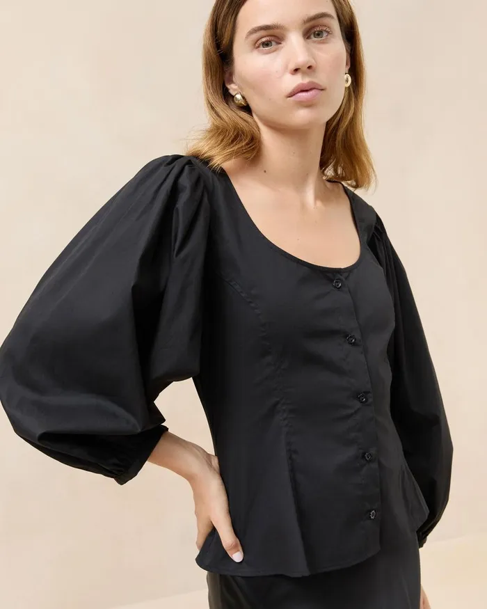 Women Tops Loeffler Randall Isa Black Blouse Women Tops Loeffler Randall Isa Black Blouse