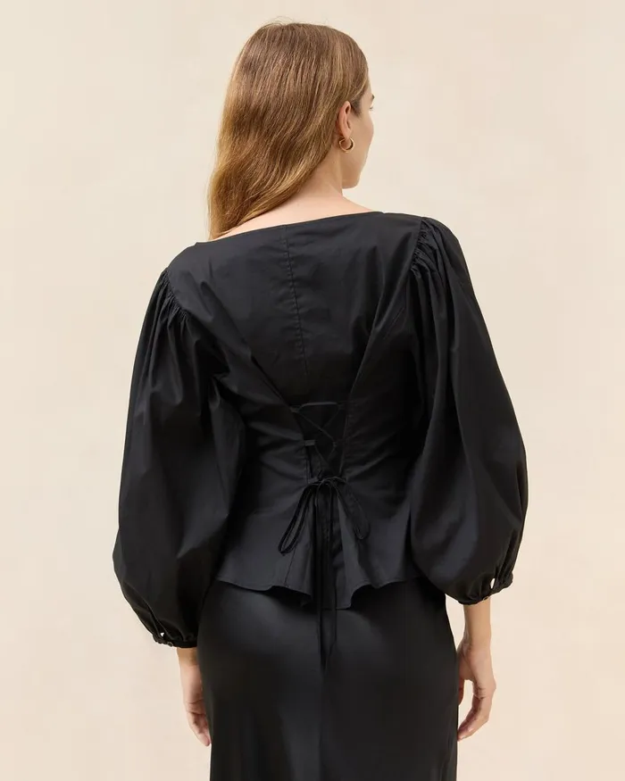 Women Tops Loeffler Randall Isa Black Blouse Women Tops Loeffler Randall Isa Black Blouse