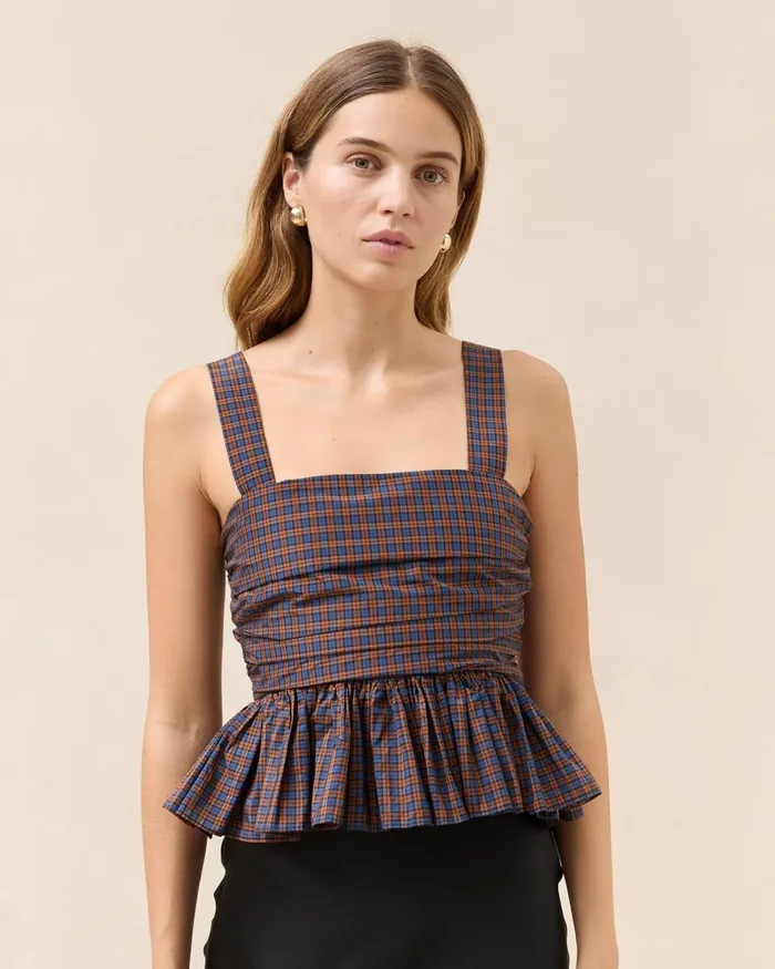 Women Tops Loeffler Randall Mae NavyRust Sleeveless Top