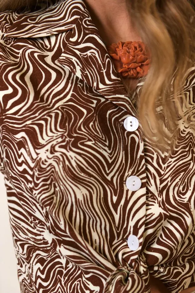 Women Tops RIXO Antigua Brown Marble Zebra Women Tops RIXO Antigua Brown Marble Zebra