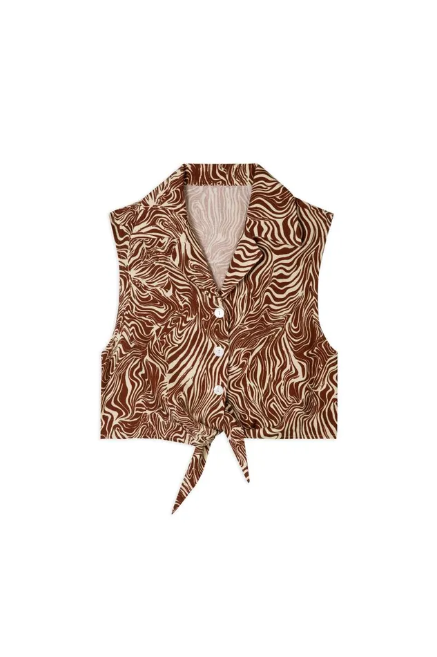Women Tops RIXO Antigua Brown Marble Zebra Women Tops RIXO Antigua Brown Marble Zebra