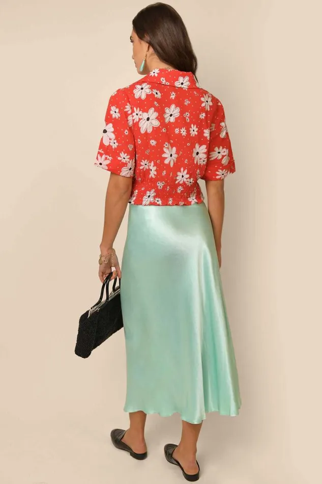 Women Tops RIXO Bina Red Polka Dot Daisy Women Tops RIXO Bina Red Polka Dot Daisy