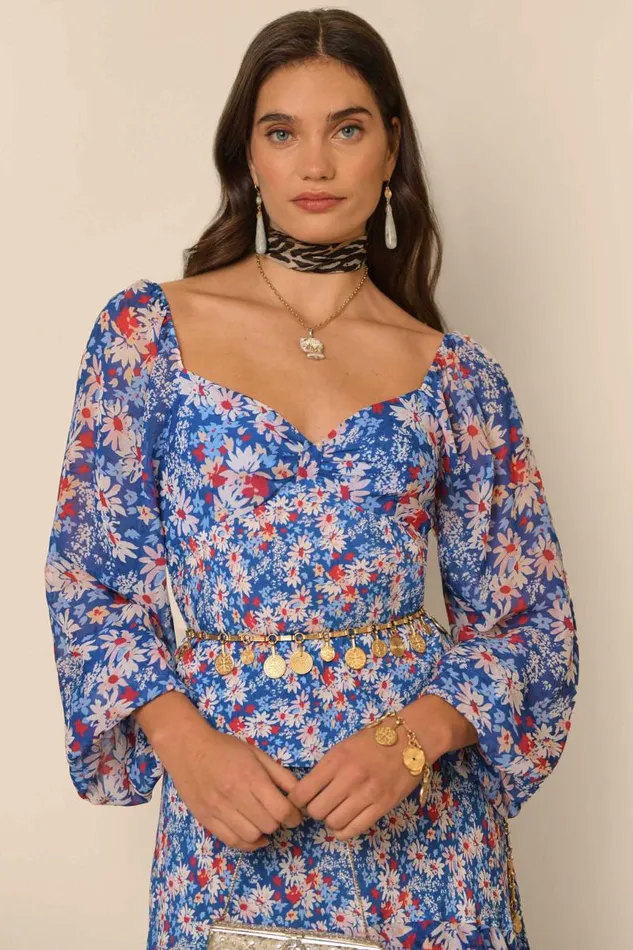 Women Tops RIXO Bridgette Blue Daisy Trail Women Tops RIXO Bridgette Blue Daisy Trail