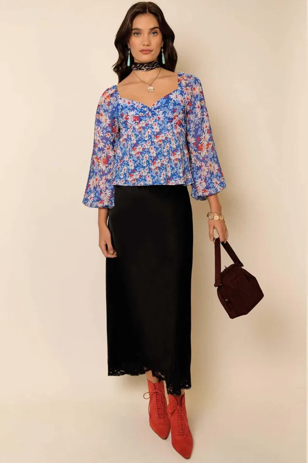 Women Tops RIXO Bridgette Blue Daisy Trail Women Tops RIXO Bridgette Blue Daisy Trail