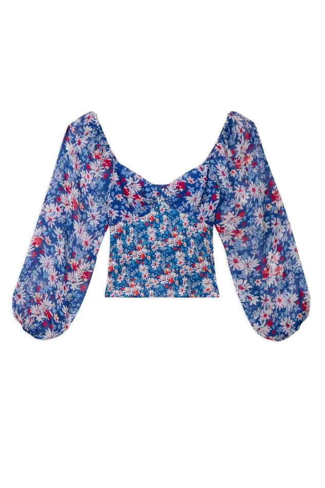 Women Tops RIXO Bridgette Blue Daisy Trail Women Tops RIXO Bridgette Blue Daisy Trail