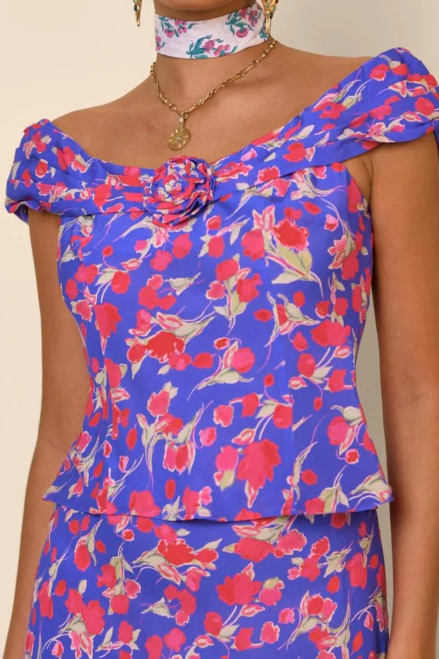 Women Tops RIXO Giuletta Fontainhas Floral Iris