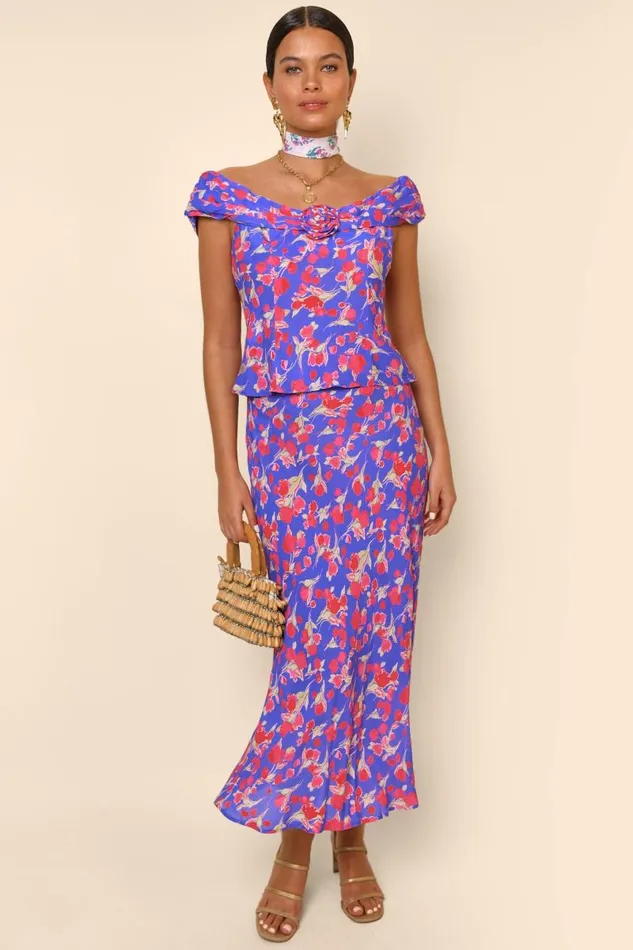 Women Tops RIXO Giuletta Fontainhas Floral Iris Women Tops RIXO Giuletta Fontainhas Floral Iris
