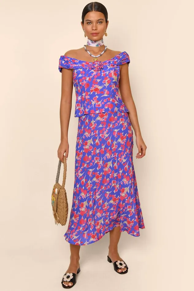 Women Tops RIXO Giuletta Fontainhas Floral Iris Women Tops RIXO Giuletta Fontainhas Floral Iris
