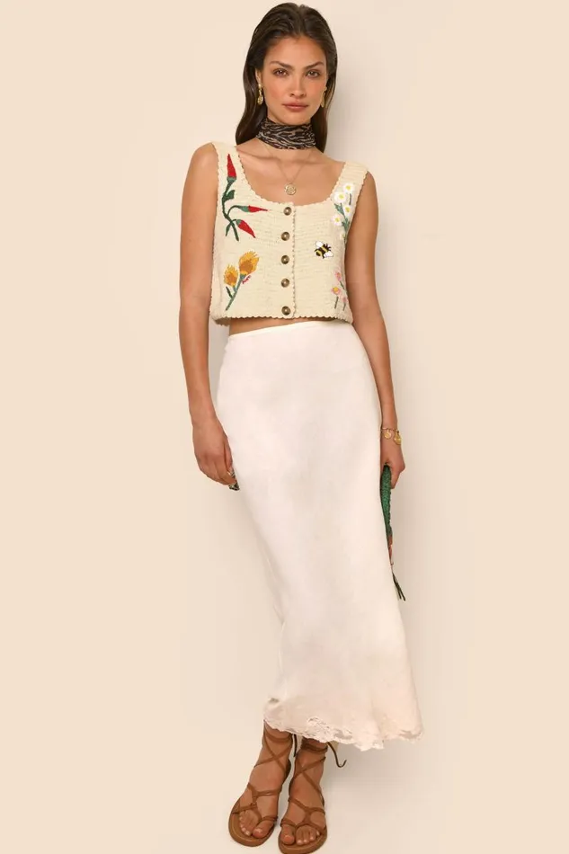 Women Tops RIXO Luma Chili Embroidery Cream Women Tops RIXO Luma Chili Embroidery Cream