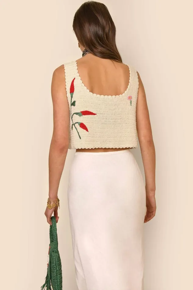 Women Tops RIXO Luma Chili Embroidery Cream Women Tops RIXO Luma Chili Embroidery Cream