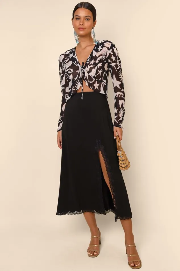 Women Tops RIXO Neelu Sequin Ocean Black