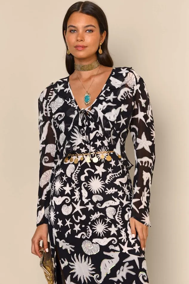 Women Tops RIXO Neelu Sequin Ocean Black Women Tops RIXO Neelu Sequin Ocean Black