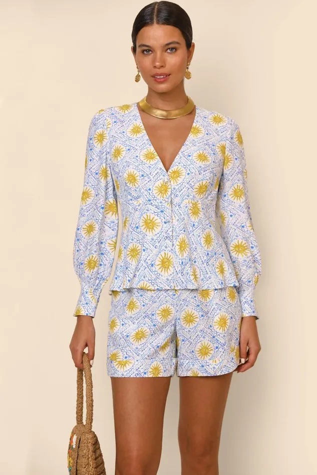Women Tops RIXO Noreen Wavey Sun Ivory