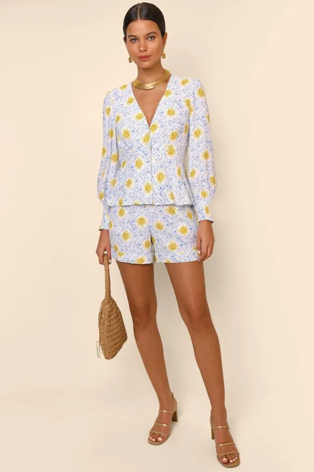 Women Tops RIXO Noreen Wavey Sun Ivory Women Tops RIXO Noreen Wavey Sun Ivory