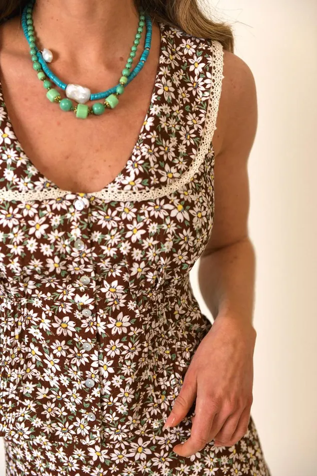 Women Tops RIXO Soller Chocolate Daisy Chain Women Tops RIXO Soller Chocolate Daisy Chain