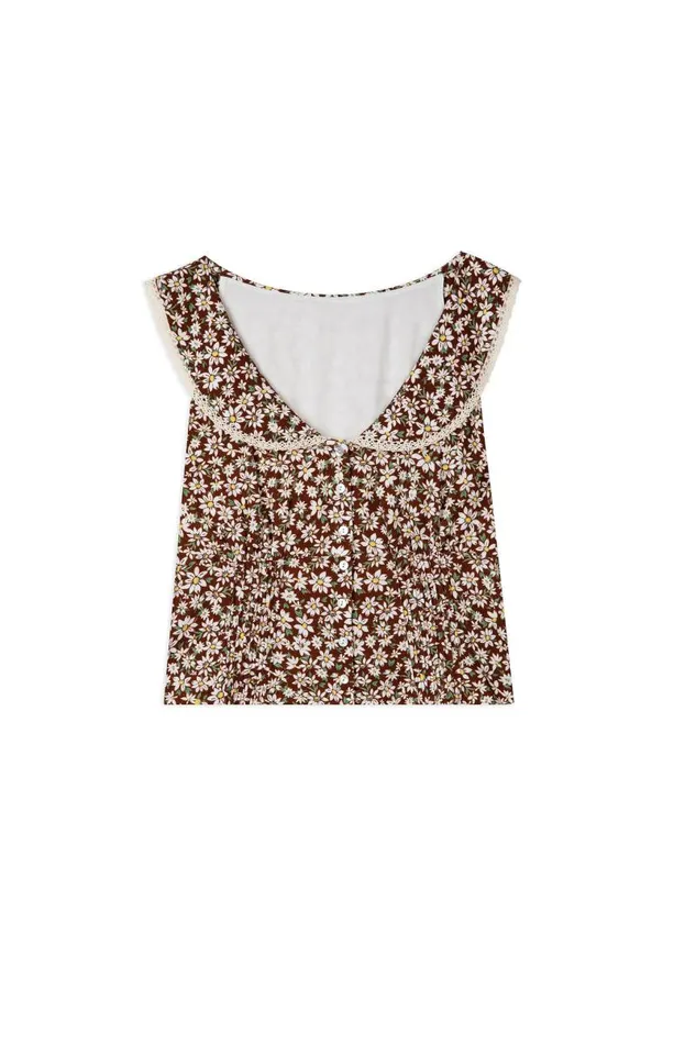 Women Tops RIXO Soller Chocolate Daisy Chain Women Tops RIXO Soller Chocolate Daisy Chain