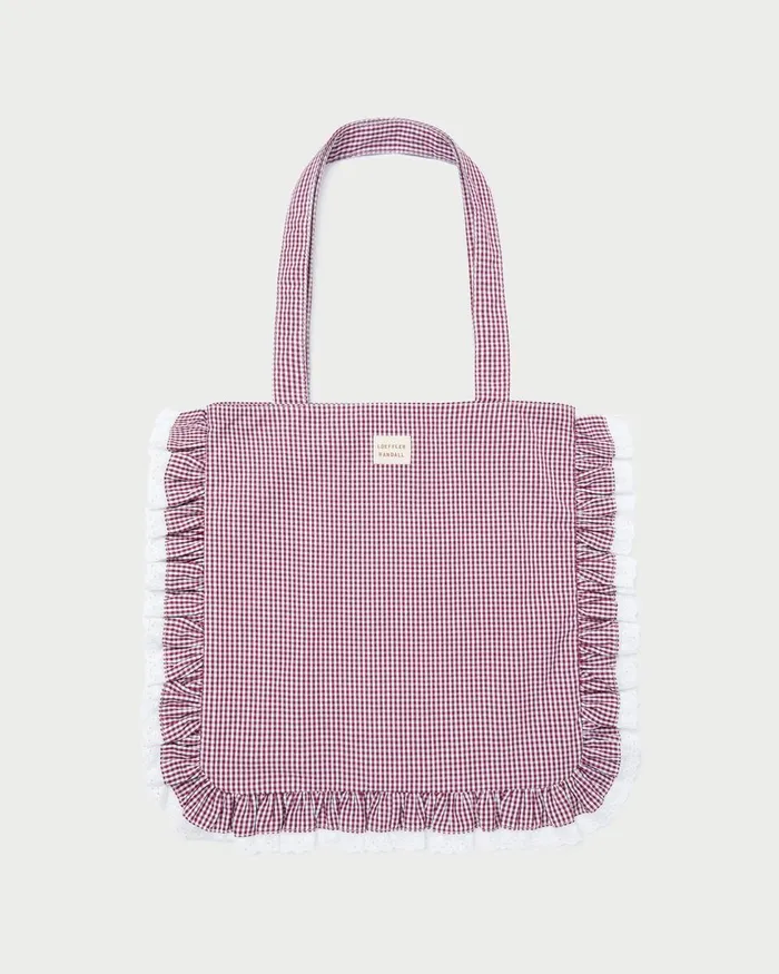 Women Totes Loeffler Randall Justine Maroon Ruffle Tote