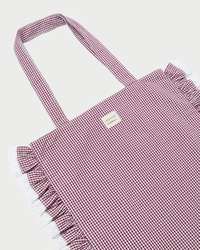 Women Totes Loeffler Randall Justine Maroon Ruffle Tote Women Totes Loeffler Randall Justine Maroon Ruffle Tote