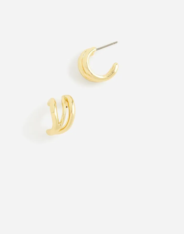 Women Triple Wraparound Statement Stud Earrings Pale Gold Madewell Jewelry