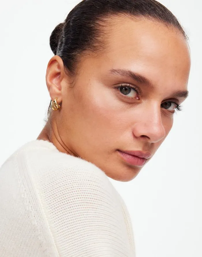Women Triple Wraparound Statement Stud Earrings Pale Gold Madewell Jewelry