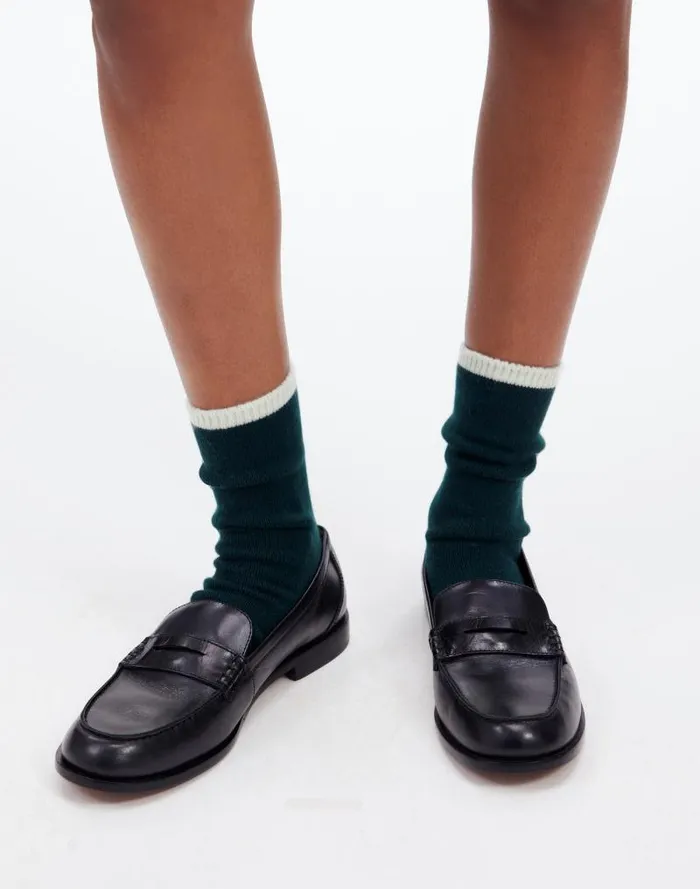 Women Trouser Socks In Cashmere Blend Luxury Forest Madewell Socks