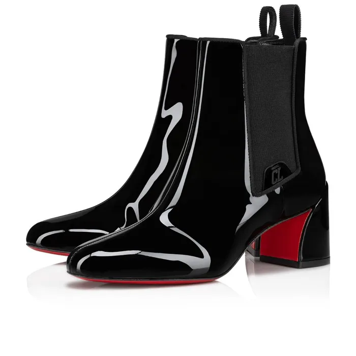 Women Turelastic 55 Mm Low Boots 8211 Soft Patent Calf Leather 8211 Black Black Christian Louboutin Ankle Boots Women Turelastic 55 Mm Low Boots 8211 Soft Patent Calf Leather 8211 Black Black Christian Louboutin Ankle Boots