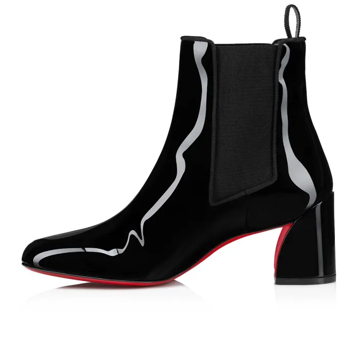 Women Turelastic 55 Mm Low Boots 8211 Soft Patent Calf Leather 8211 Black Black Christian Louboutin Ankle Boots