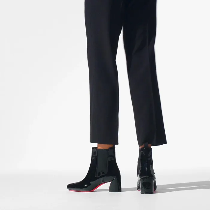 Women Turelastic 55 Mm Low Boots 8211 Soft Patent Calf Leather 8211 Black Black Christian Louboutin Ankle Boots