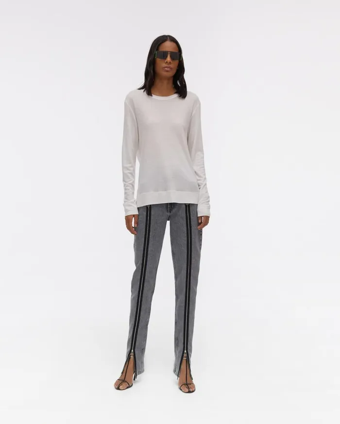 Women Twist Back Jersey Longsleeved Top Dove Helmut Lang TShirts and Sweatshirts