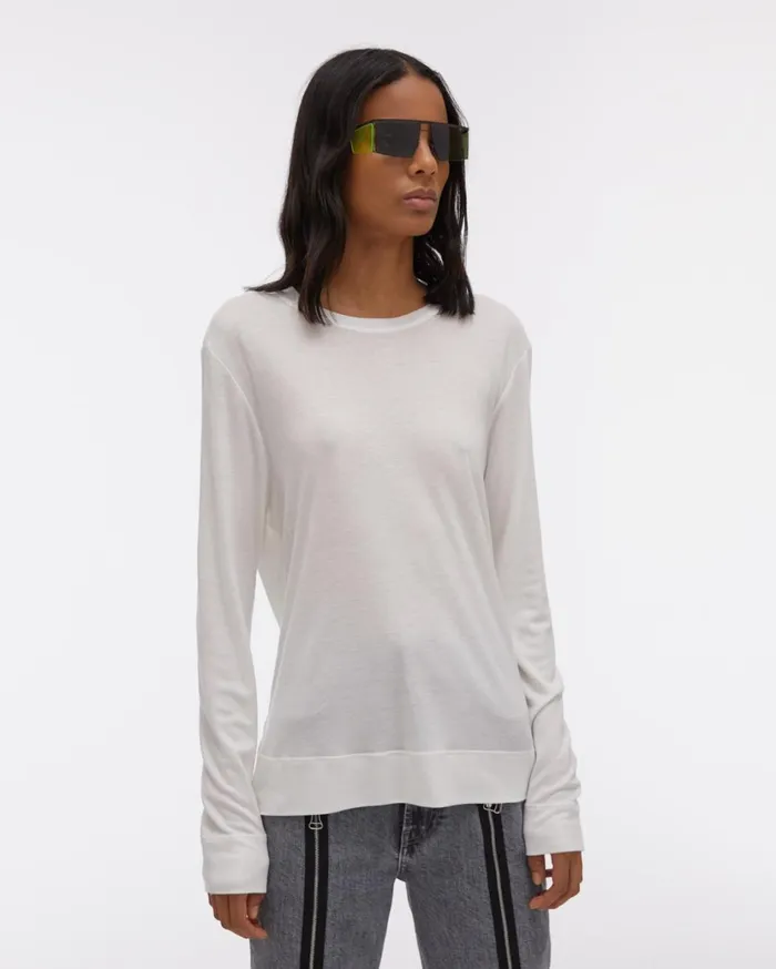 Women Twist Back Jersey Longsleeved Top Dove Helmut Lang TShirts and Sweatshirts