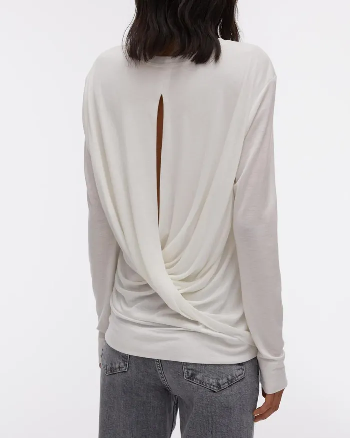 Women Twist Back Jersey Longsleeved Top Dove Helmut Lang TShirts and Sweatshirts