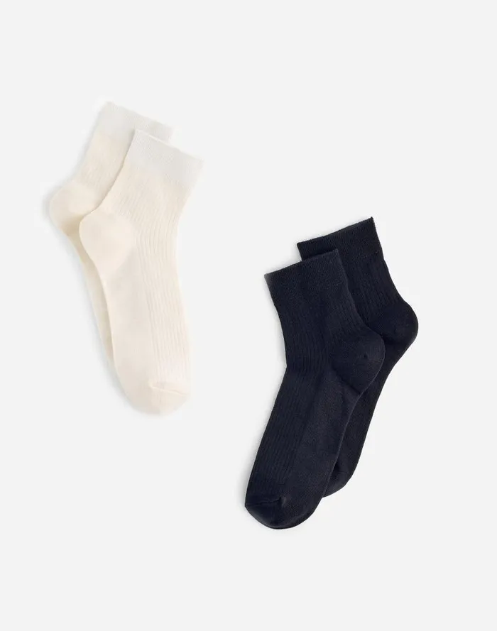 Women TwoPack SemiSheer Ankle Socks Bright Ivory Madewell Socks