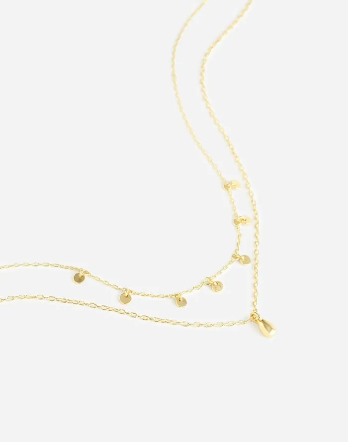 Women TwoPack Station and Pendant Necklace Set Pale Gold Madewell Jewelry
