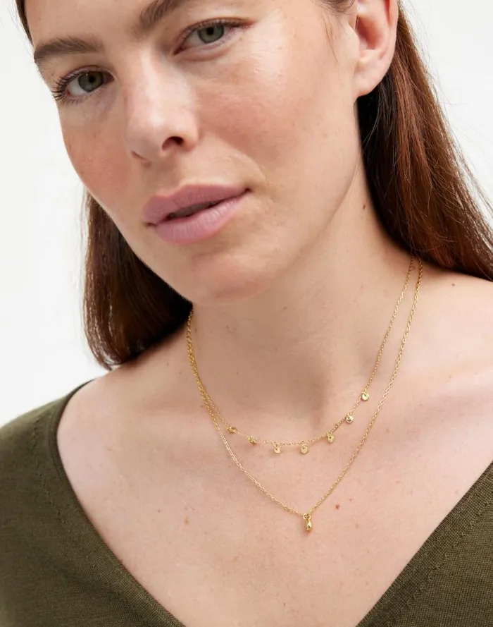 Women TwoPack Station and Pendant Necklace Set Pale Gold Madewell Jewelry