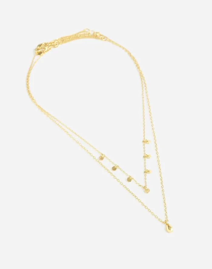 Women TwoPack Station and Pendant Necklace Set Pale Gold Madewell Jewelry