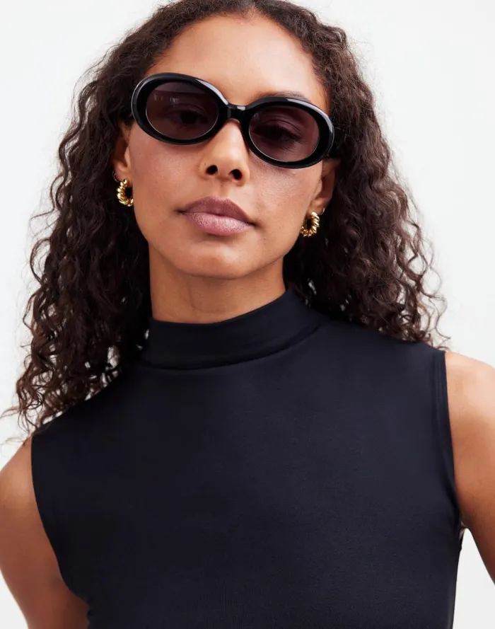 Women Valoma Chunky Oval Sunglasses True Black Madewell Sunglasses
