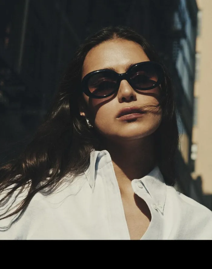 Women Valoma Chunky Oval Sunglasses True Black Madewell Sunglasses