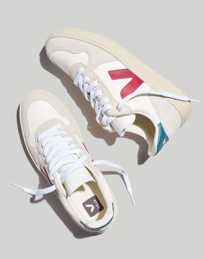 Women Veja V10 Sneakers White Burgundy Brittany Madewell Sneakers