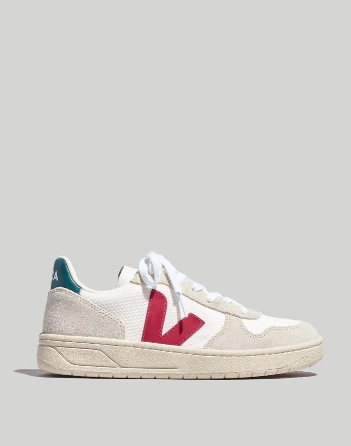 Women Veja V10 Sneakers White Burgundy Brittany Madewell Sneakers