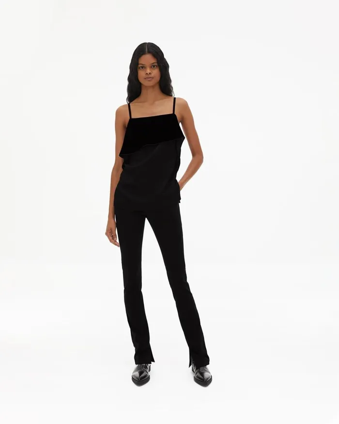 Women Velvet Layer Slip Top Black Helmut Lang Tops