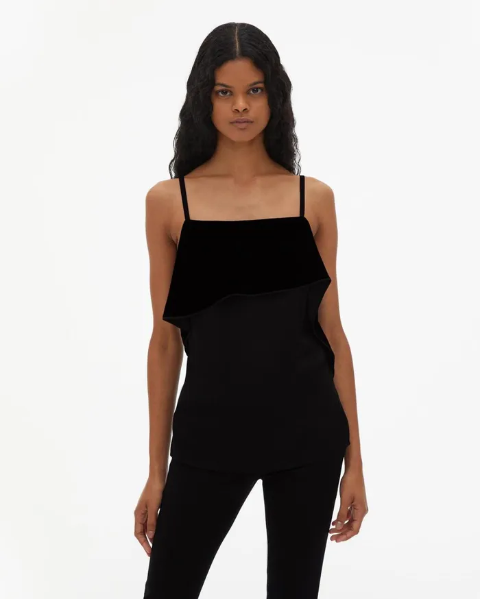 Women Velvet Layer Slip Top Black Helmut Lang Tops