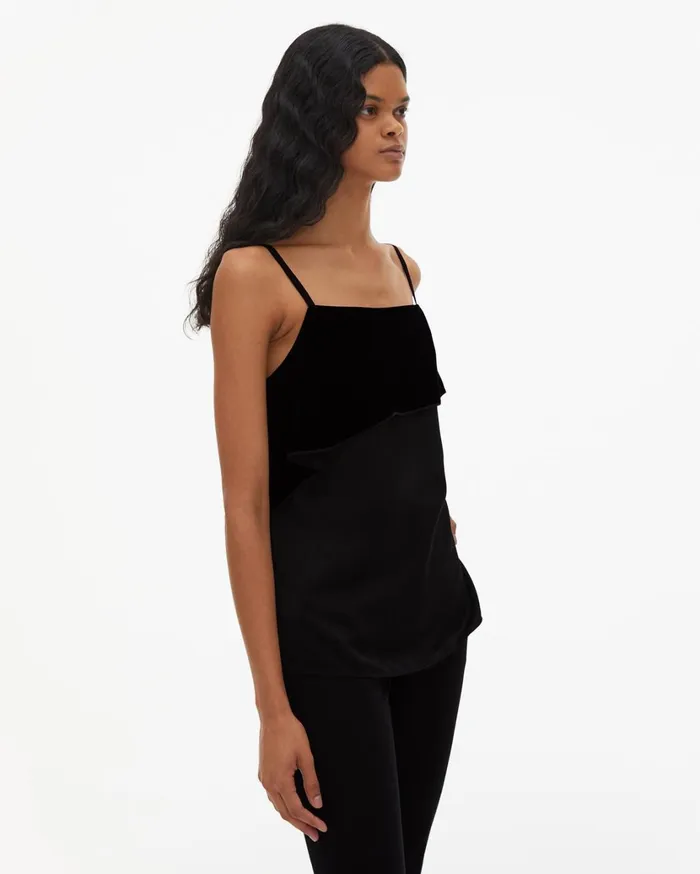 Women Velvet Layer Slip Top Black Helmut Lang Tops